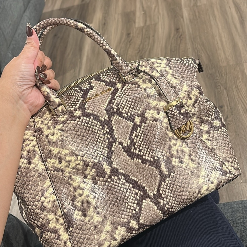Michael Kors Embossed Python Print Riley Satchel Bag